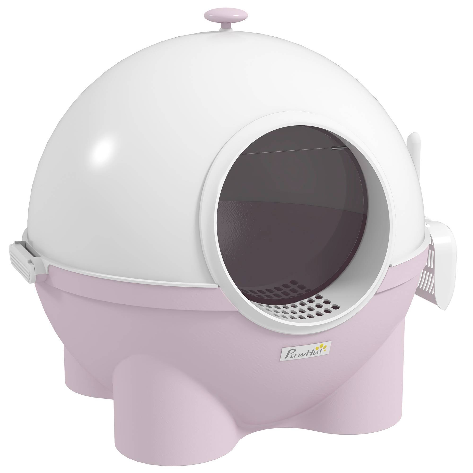 Maison de toilette chat plastique fermée pliable porte battante 53x51x48cm rose blanc - ComfortXL Outdoor Living - Image 2