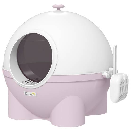 Maison de toilette chat plastique fermée pliable porte battante 53x51x48cm rose blanc - ComfortXL Outdoor Living - Image 1