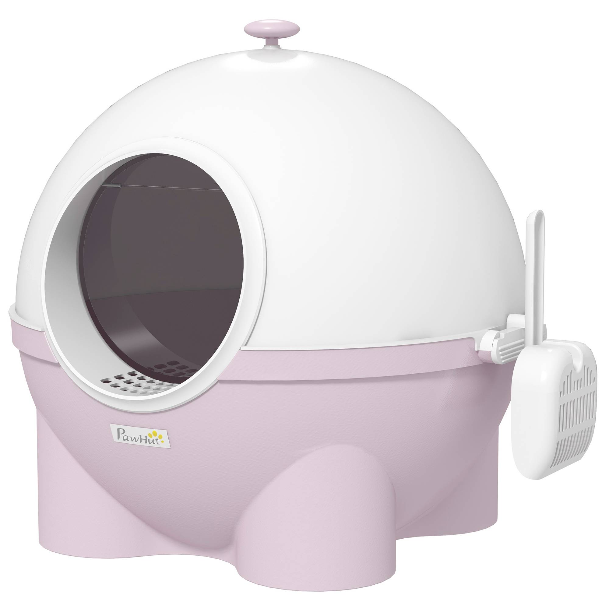 Maison de toilette chat plastique fermée pliable porte battante 53x51x48cm rose blanc - ComfortXL Outdoor Living - Image 1