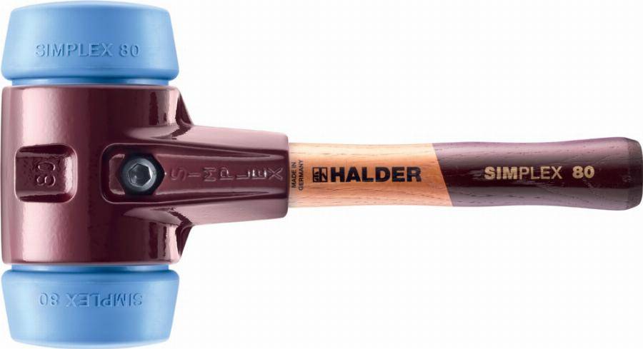 Maillet HALDER SIMPLEX TPE souple avec boîtier en fonte malléable et manche en bois - D=80 mm - Manche extra-court - 3001.082