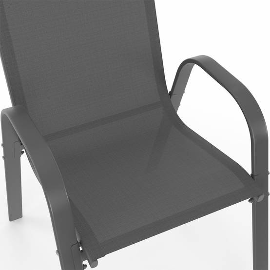 Salon de jardin MADRID table ronde 150 CM et 8 chaises empilables gris anthracite - Image 7