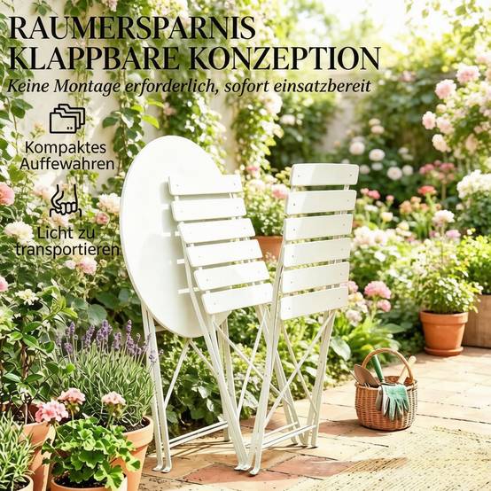 Set jardin pliable – table ronde + 2 chaises crème, nomade et chic - Image 7