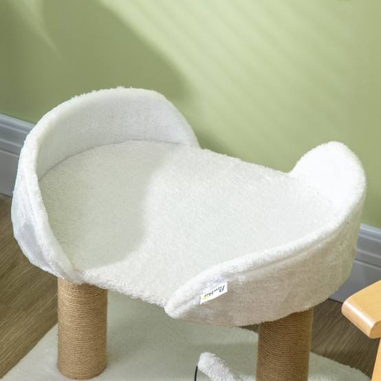 Arbre à Chat Compact avec Panier et Poteaux Griffoirs en Jute 42 cm Blanc - ComfortXL Outdoor Living - Image 10