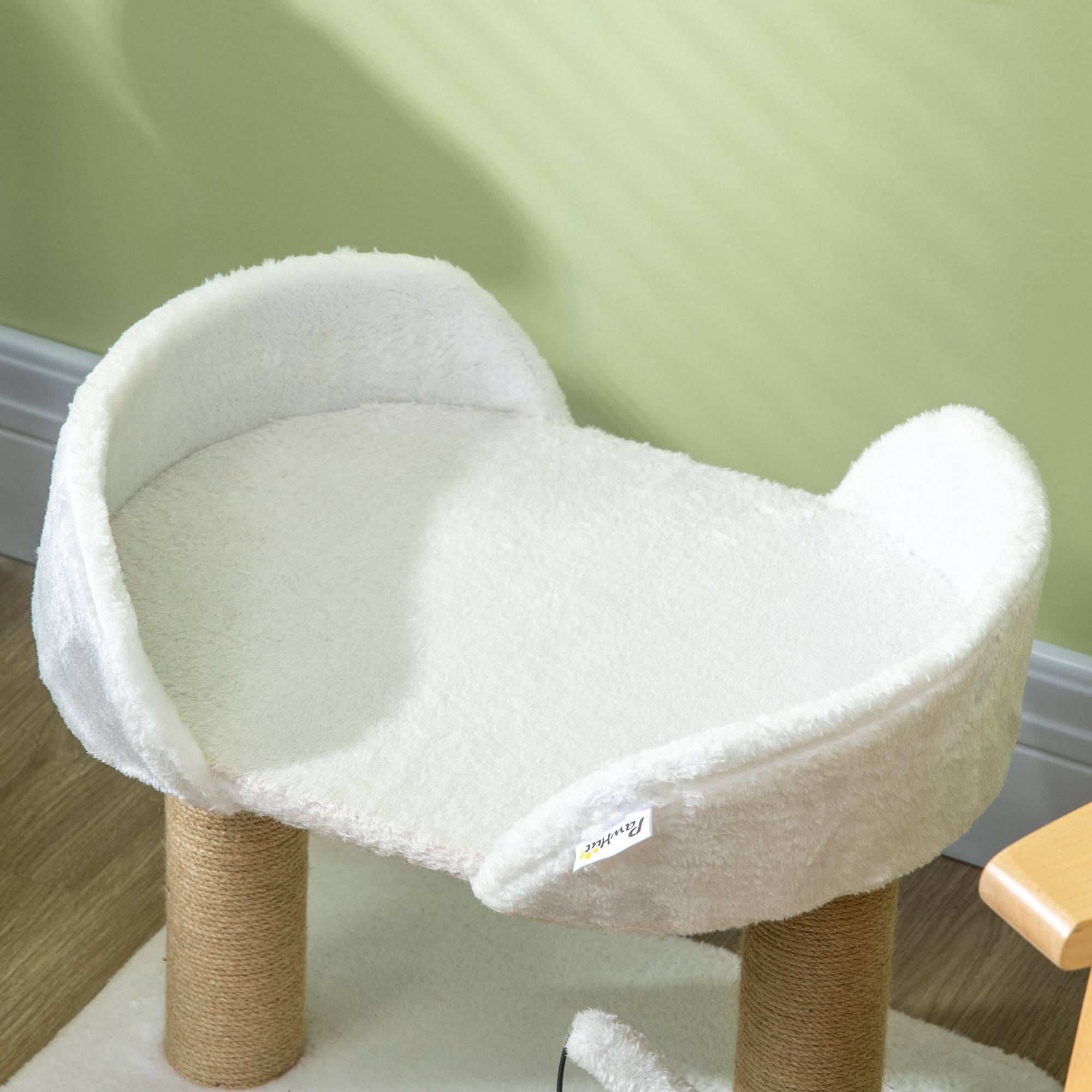 Arbre à Chat Compact avec Panier et Poteaux Griffoirs en Jute 42 cm Blanc - ComfortXL Outdoor Living - Image 10