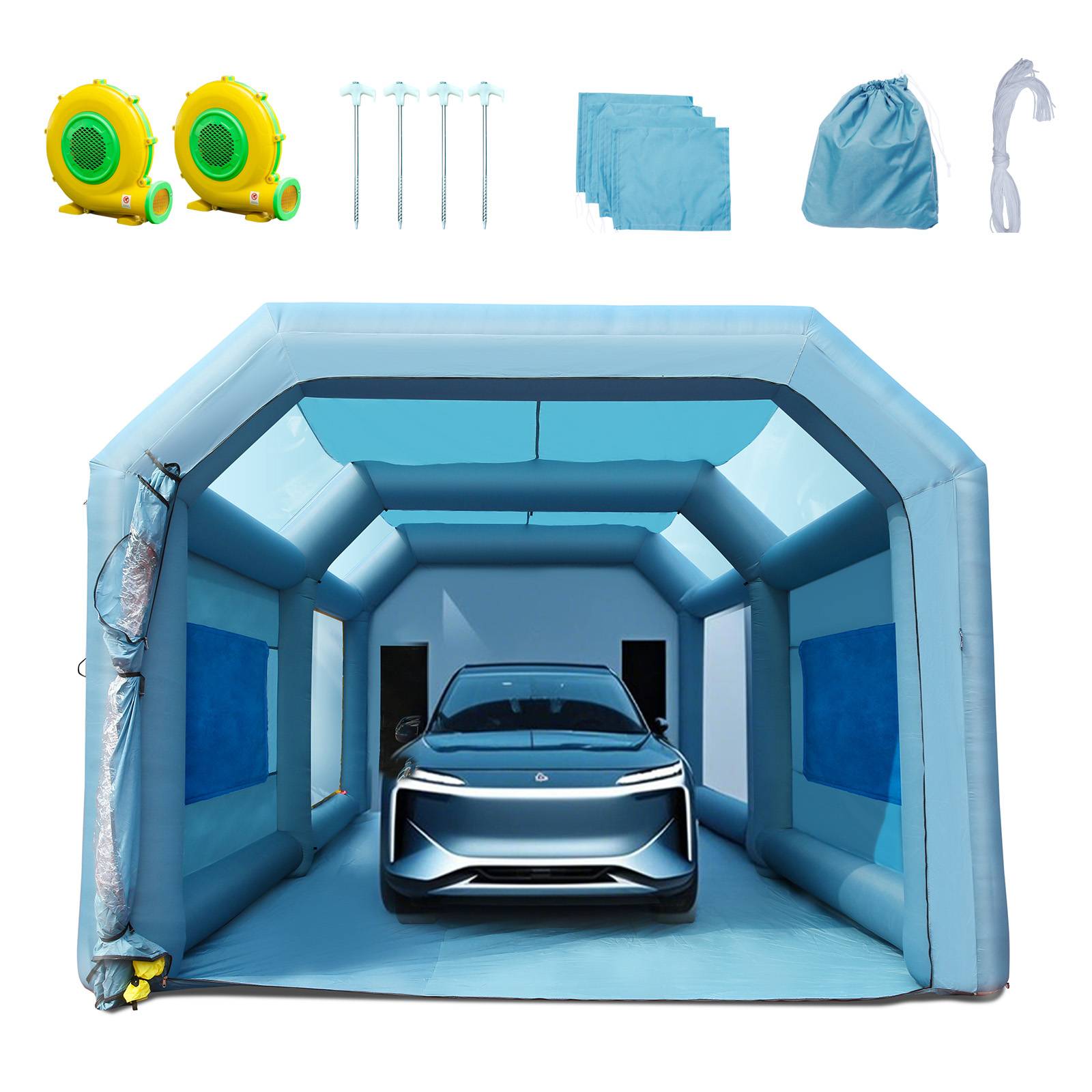 Vevor - VEVOR Cabine de Peinture Gonflable 8x4,5x3,3 m, Oxford 210D, Filtration, 2 Souffleurs. - Image 1