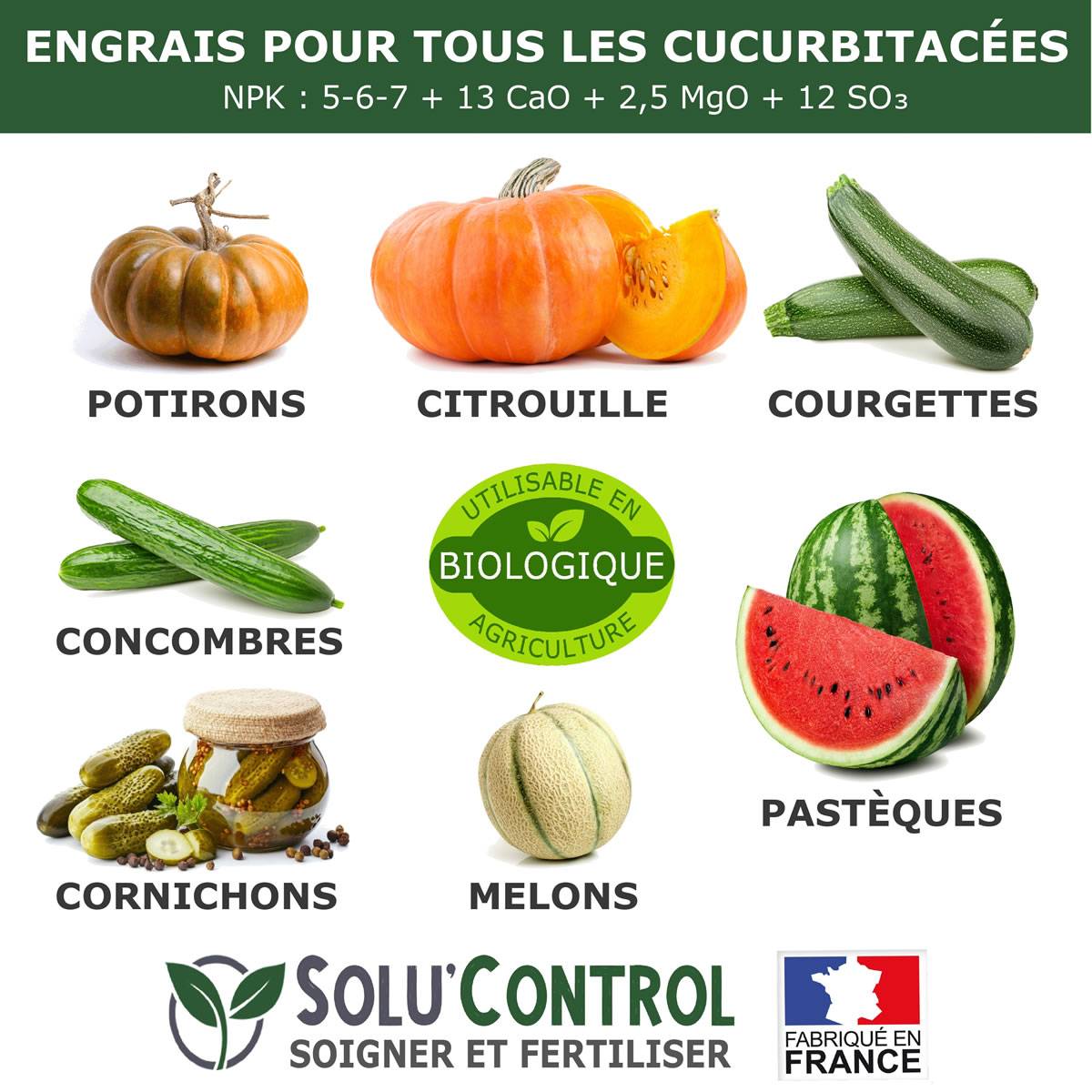 SOLU’CONTROL - 250 g Engrais Spécial Courges, courgettes et autres cucurbitacées - Formulation haute qualité Organo-Minerale - Image 4