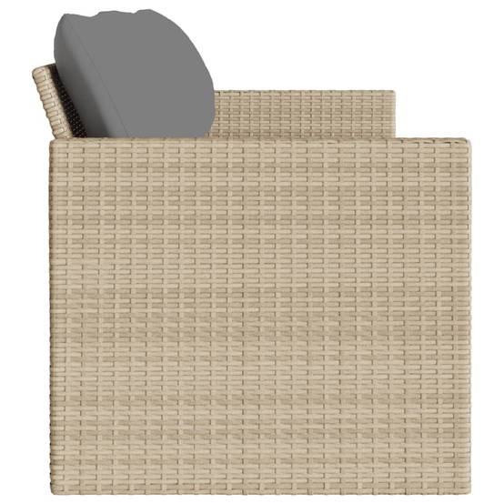Canapé Extérieur 3 Places Polyrotin Beige Coussins Gris Clair Style Naturel Jardin – ComfortXL Outdoor Living - Image 5