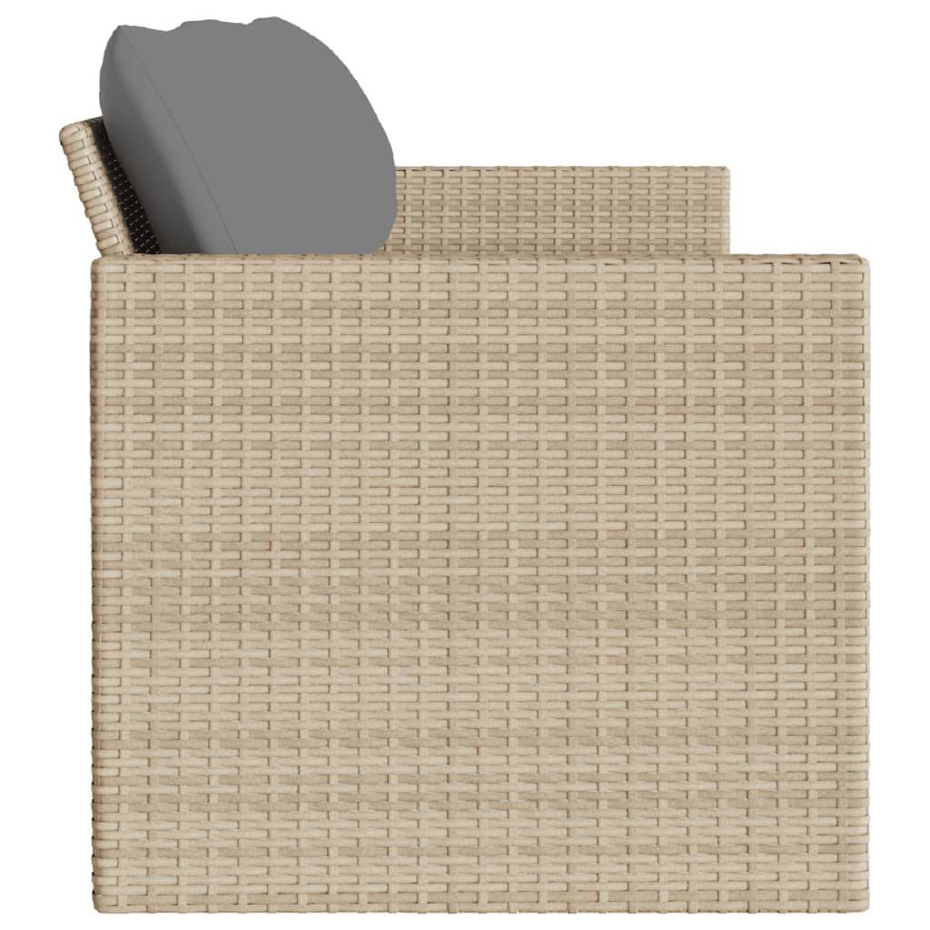 Canapé Extérieur 3 Places Polyrotin Beige Coussins Gris Clair Style Naturel Jardin – ComfortXL Outdoor Living - Image 5