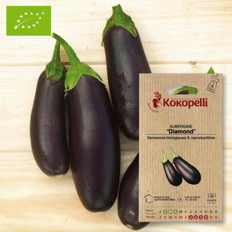 Aubergine Diamond- Graines bio à semer