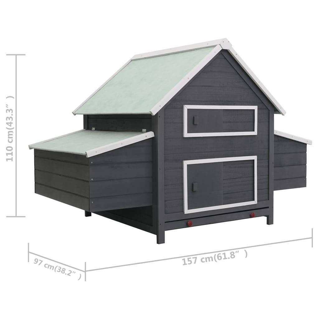Vidaxl - Poulailler Gris 157x97x110 cm Bois vidaXL 170855 - Imagen 3