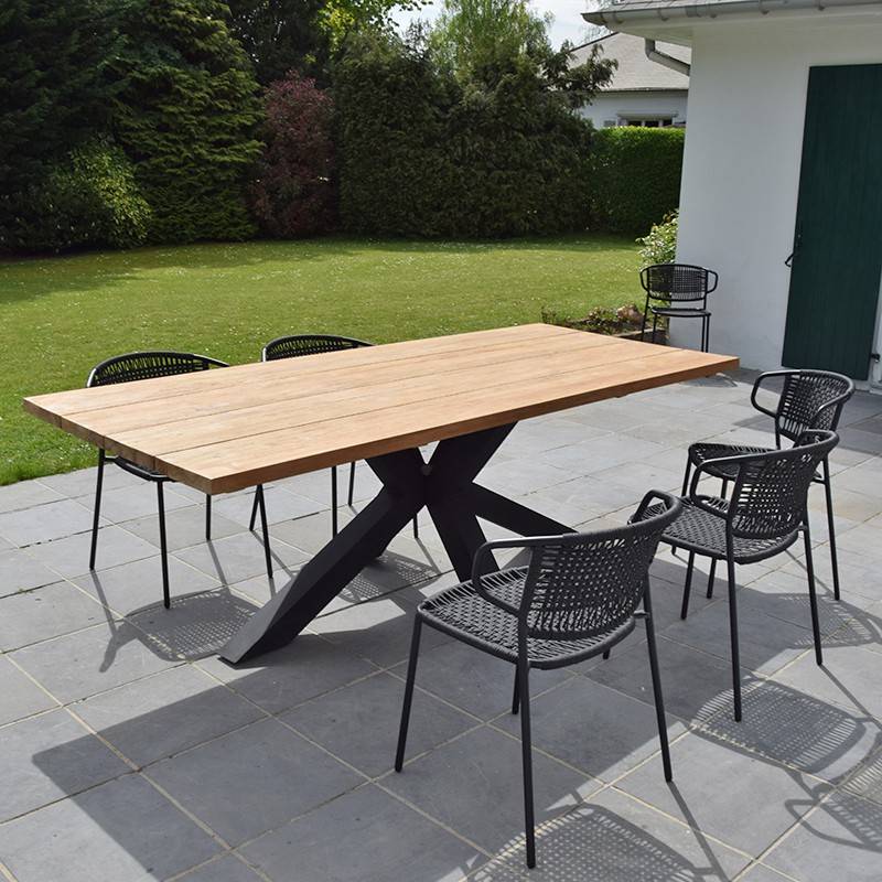 Table métal noir et teck recyclé 240 cm, Conceptual - Gecko Jardin - Imagen 5