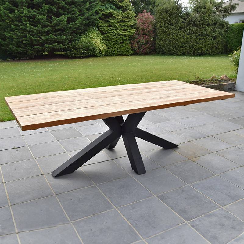Table métal noir et teck recyclé 240 cm, Conceptual - Gecko Jardin - Imagen 1