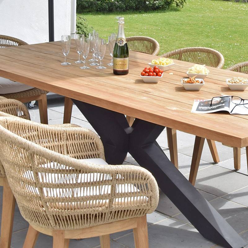Table métal noir et teck recyclé 240 cm, Conceptual - Gecko Jardin - Imagen 8