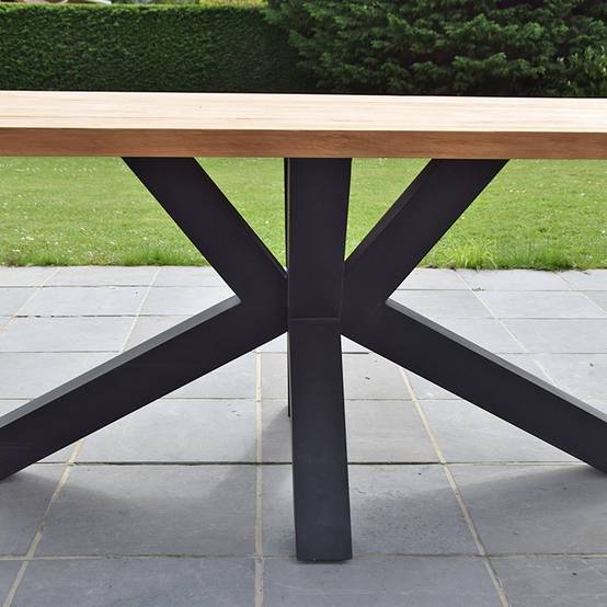 Table métal noir et teck recyclé 240 cm, Conceptual - Gecko Jardin - Imagen 6
