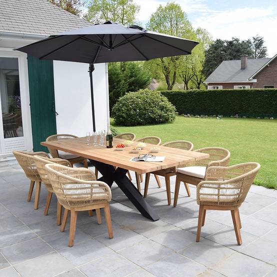 Table métal noir et teck recyclé 240 cm, Conceptual - Gecko Jardin - Imagen 3