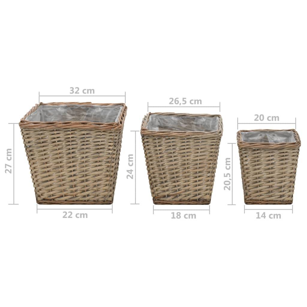 Helloshop26 - Jardinière lit surélevé plantes fleurs jardin 3 pièces osier avec doublure en PE - Imagen 7