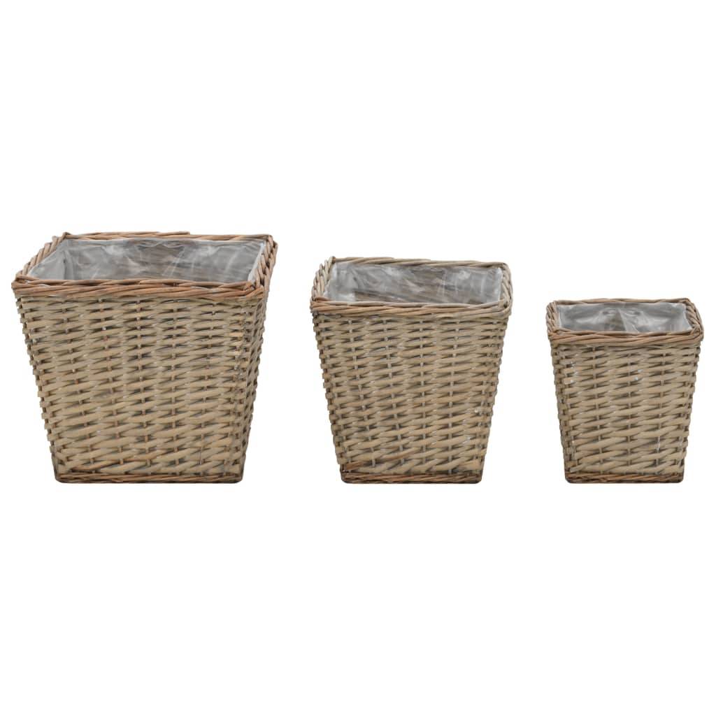 Helloshop26 - Jardinière lit surélevé plantes fleurs jardin 3 pièces osier avec doublure en PE - Imagen 1