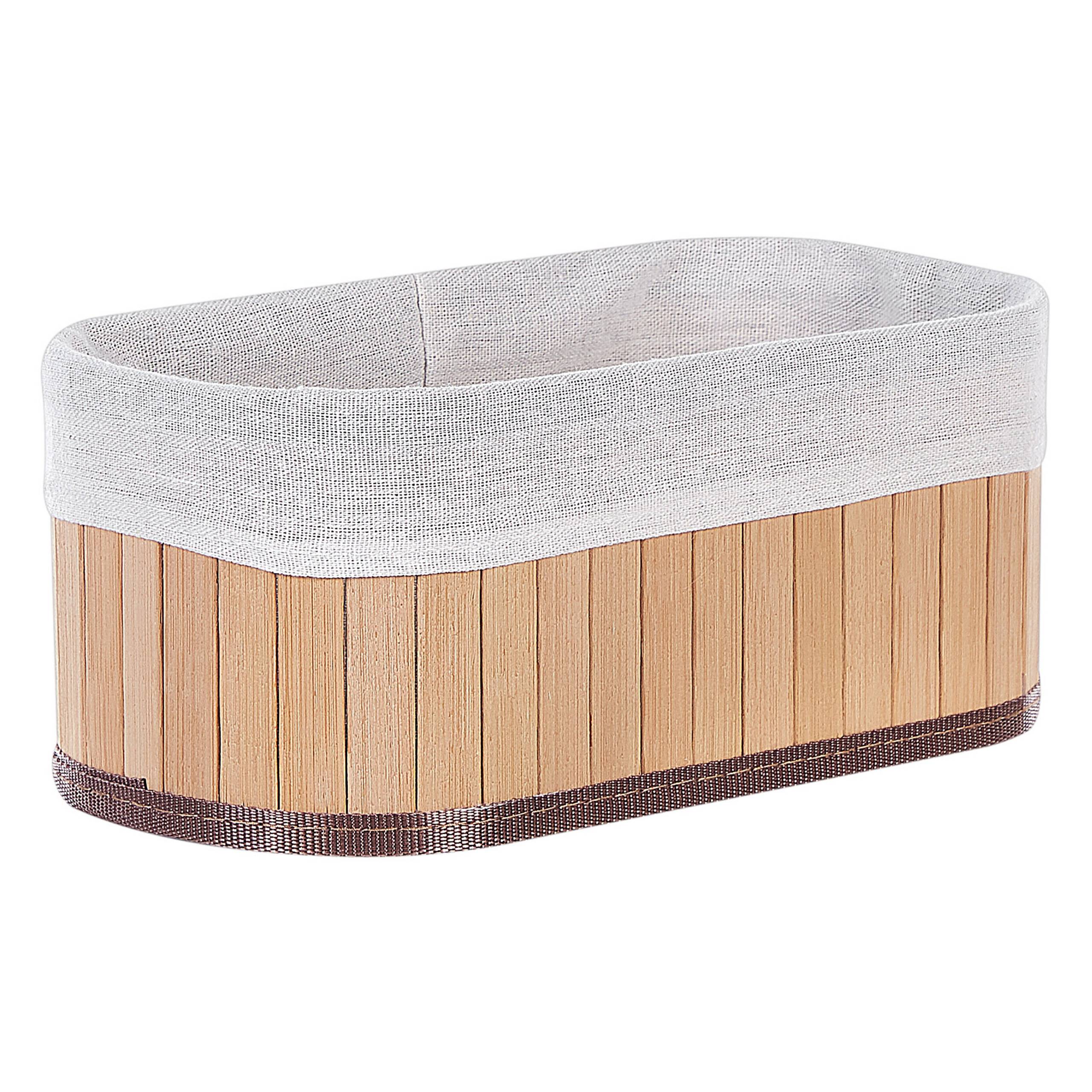 Paniers Teinte Bois Clair en Bambou Coton et Viscose Bacs Rangement à Linge Rectangle à Anses Pratiques pour Salle de Bains Lot de 5 - Imagen 7