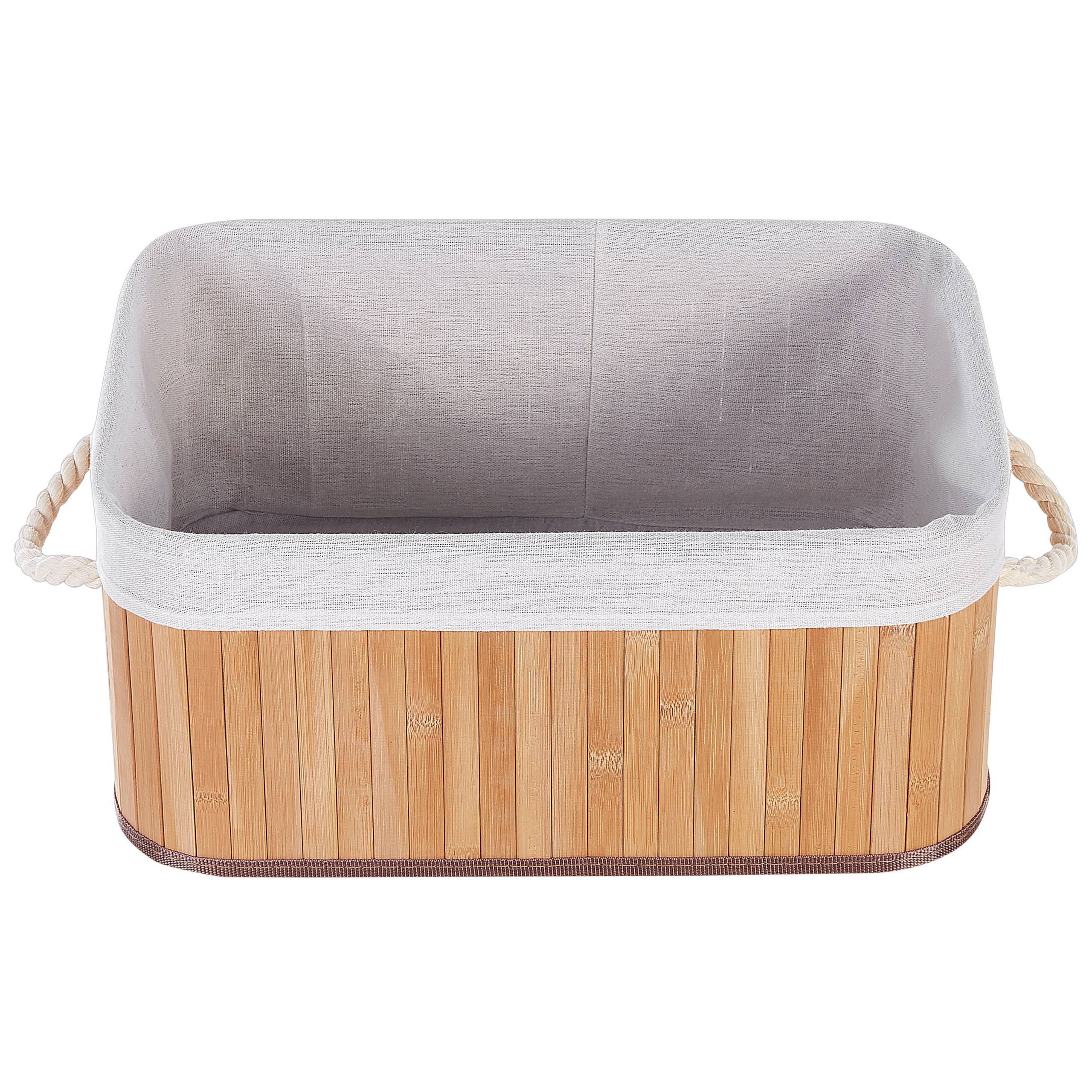 Paniers Teinte Bois Clair en Bambou Coton et Viscose Bacs Rangement à Linge Rectangle à Anses Pratiques pour Salle de Bains Lot de 5 - Imagen 9