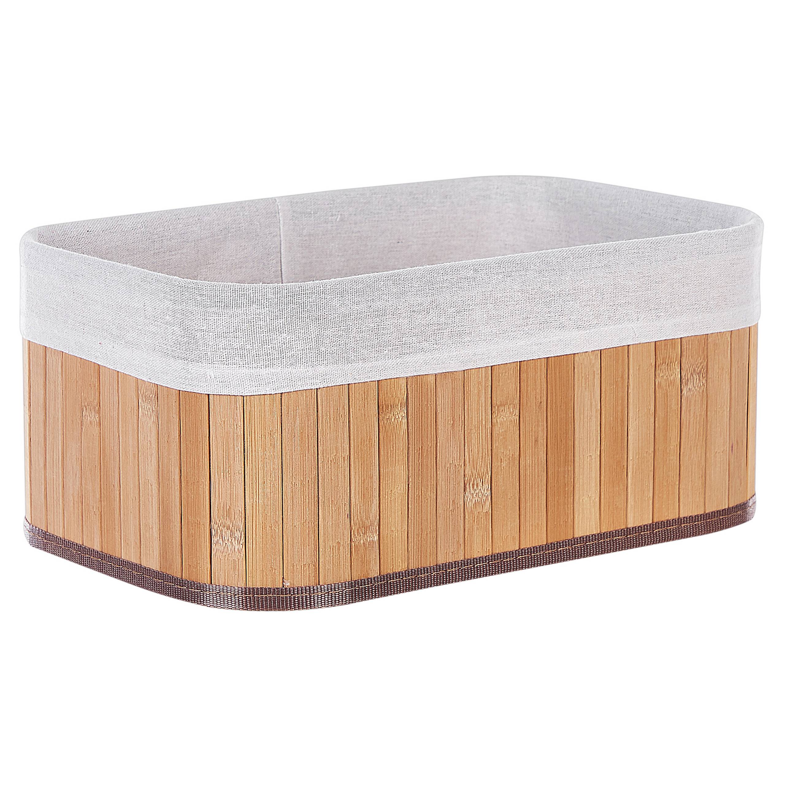 Paniers Teinte Bois Clair en Bambou Coton et Viscose Bacs Rangement à Linge Rectangle à Anses Pratiques pour Salle de Bains Lot de 5 - Imagen 6