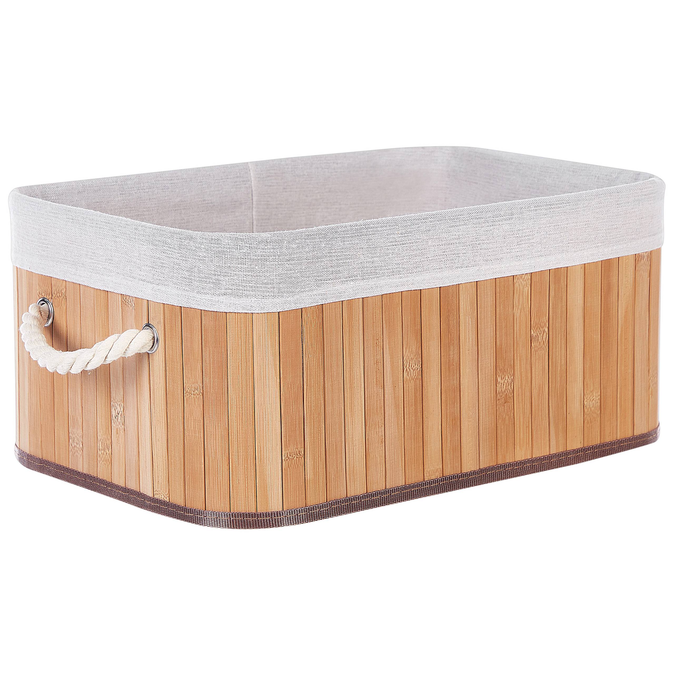 Paniers Teinte Bois Clair en Bambou Coton et Viscose Bacs Rangement à Linge Rectangle à Anses Pratiques pour Salle de Bains Lot de 5 - Imagen 5