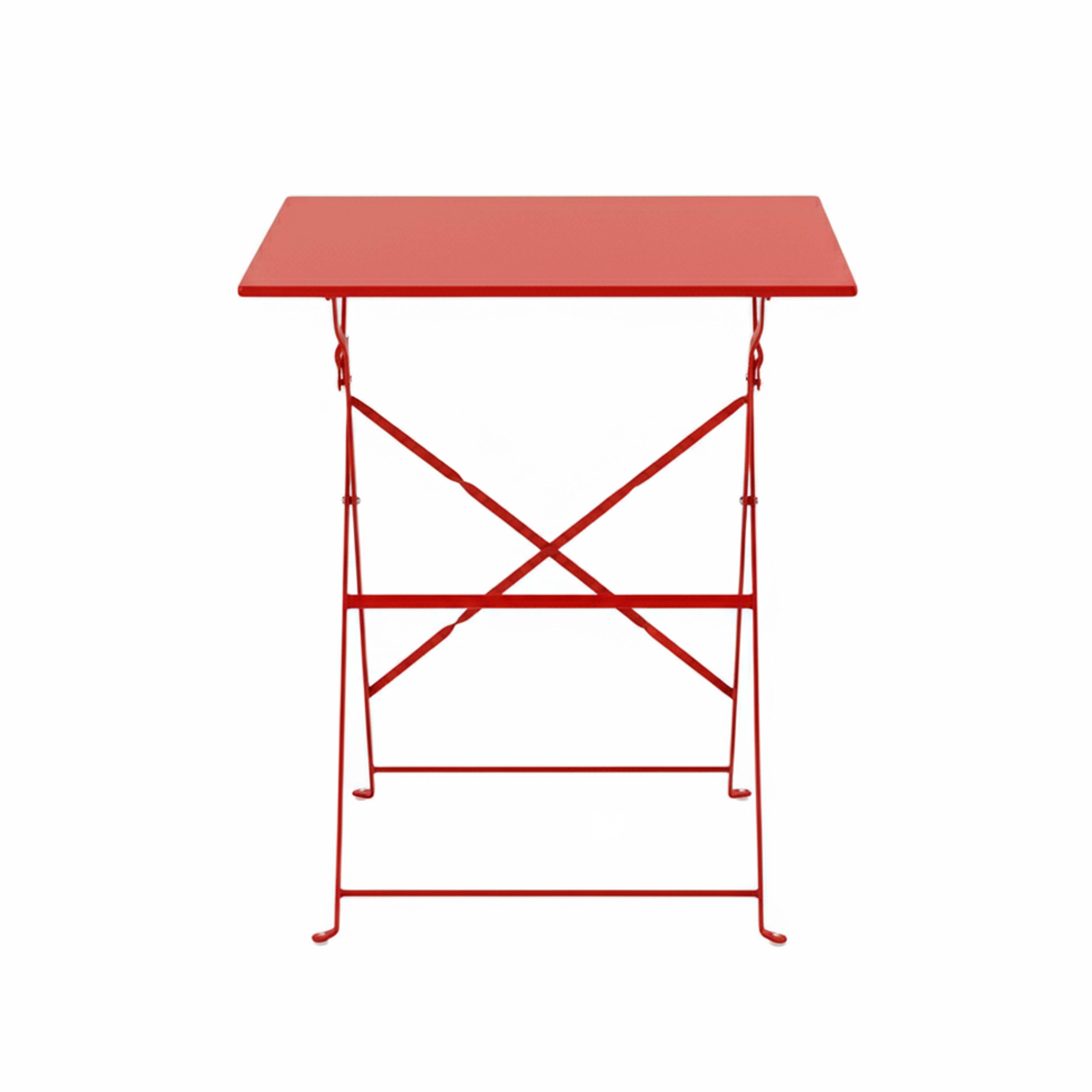 Oviala - Table de jardin pliante bistrot en acier rouge Rome - Oviala - Imagen 3