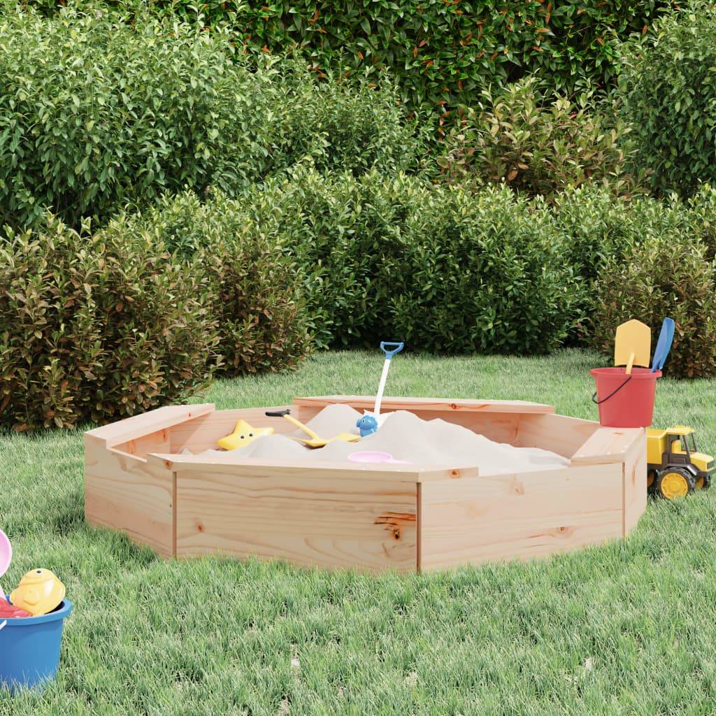 Bac à sable - Maison de jeu pour enfants avec sièges octogone bois de pin massif-JU12110 - Image 2