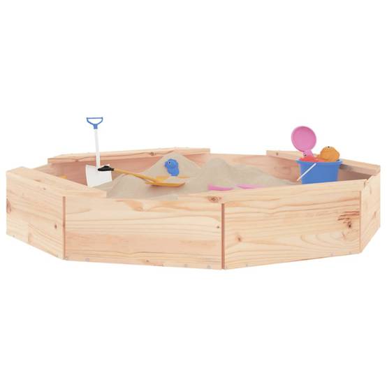 Bac à sable - Maison de jeu pour enfants avec sièges octogone bois de pin massif-JU12110 - Image 3