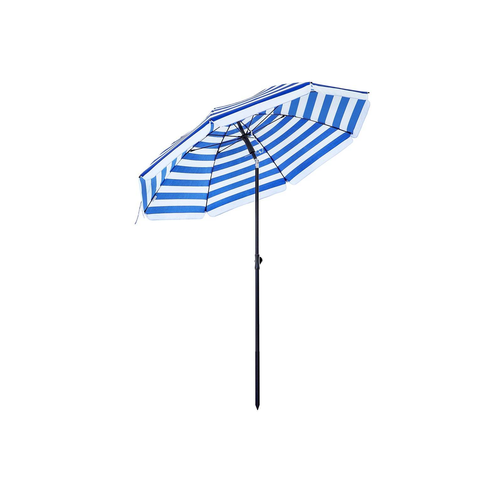 Helloshop26 - Parasol de plage diamètre 1,6 m ombrelle de jardin protection upf 50+ inclinable portable résistant au vent baleines en fibre de verre avec sac rayur - Imagen 2