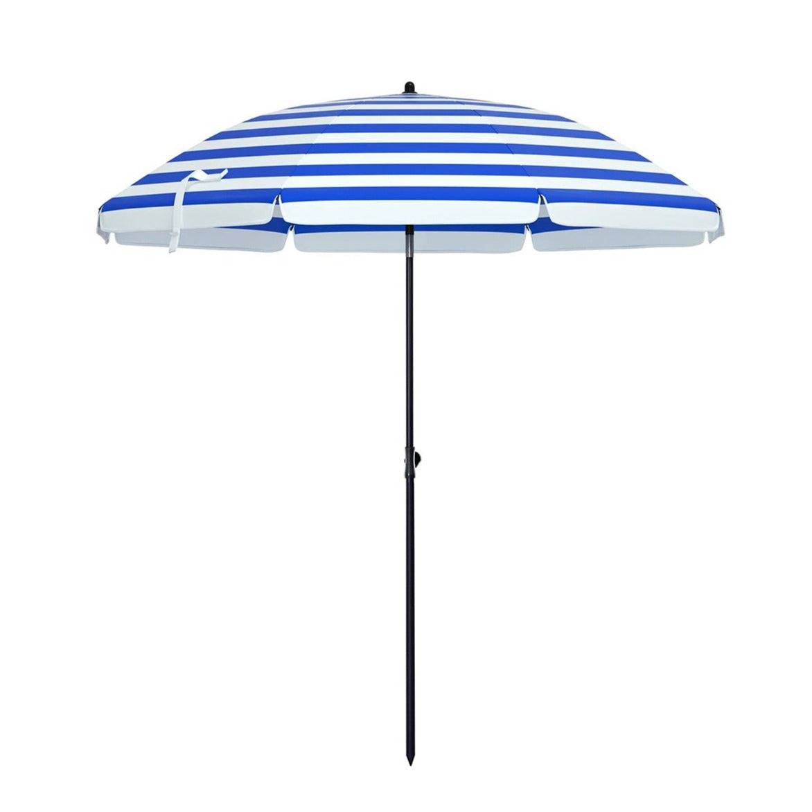 Helloshop26 - Parasol de plage diamètre 1,6 m ombrelle de jardin protection upf 50+ inclinable portable résistant au vent baleines en fibre de verre avec sac rayur - Imagen 1