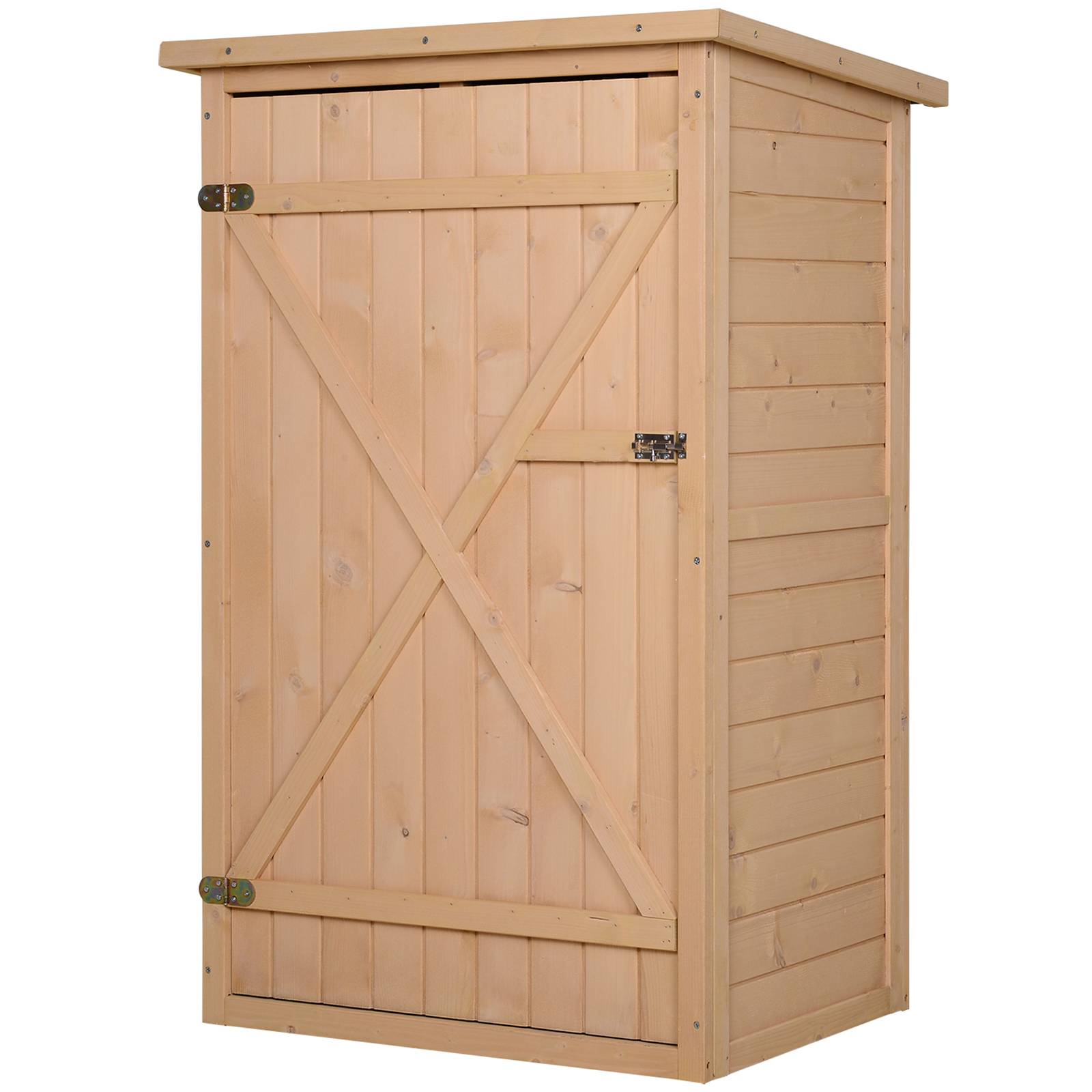Outsunny - Armoire abri de Jardin 75x56x115cm Porte verrouillable 2 étagères Toit bitumé incliné Bois de Sapin - Outsunny - Image 1