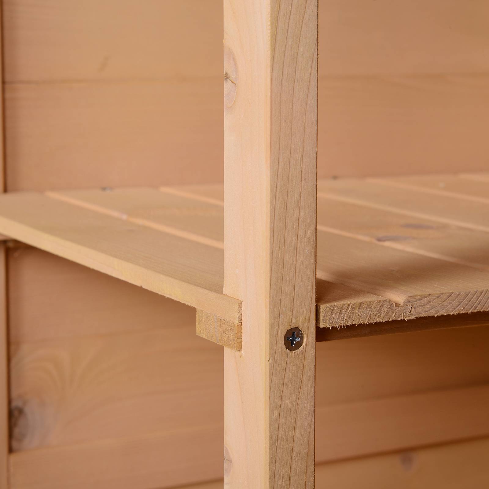 Outsunny - Armoire abri de Jardin 75x56x115cm Porte verrouillable 2 étagères Toit bitumé incliné Bois de Sapin - Outsunny - Image 6