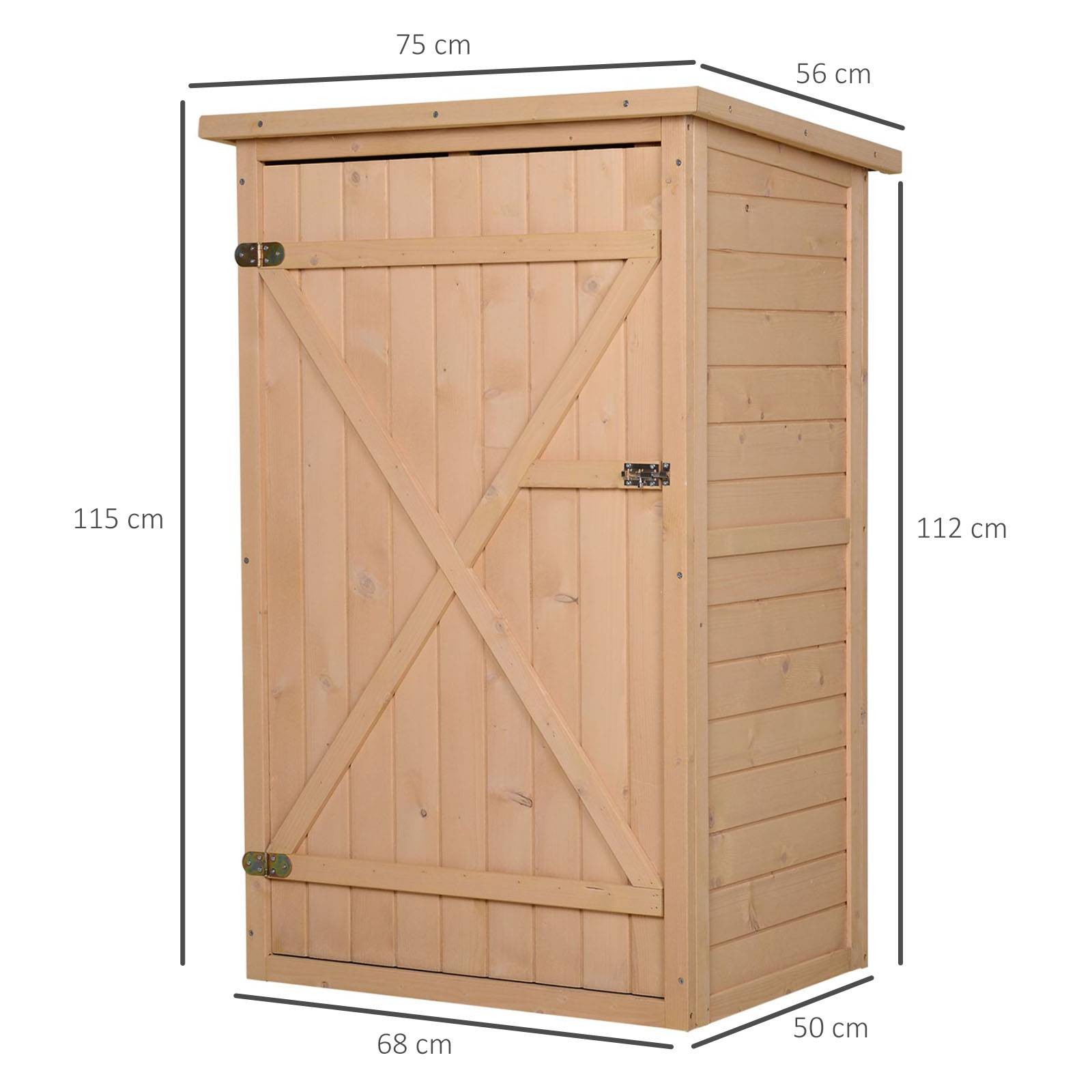Outsunny - Armoire abri de Jardin 75x56x115cm Porte verrouillable 2 étagères Toit bitumé incliné Bois de Sapin - Outsunny - Image 3