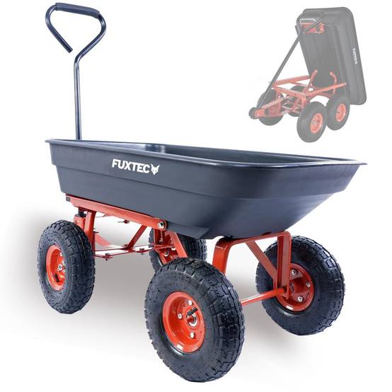 FUXTEC - Chariot de jardin - FUXTEC FX-KW2175 - 4 roues, benne basculante, transport, 300 kg chantier - Image 1