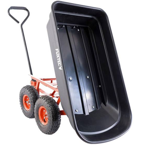 FUXTEC - Chariot de jardin - FUXTEC FX-KW2175 - 4 roues, benne basculante, transport, 300 kg chantier - Image 4