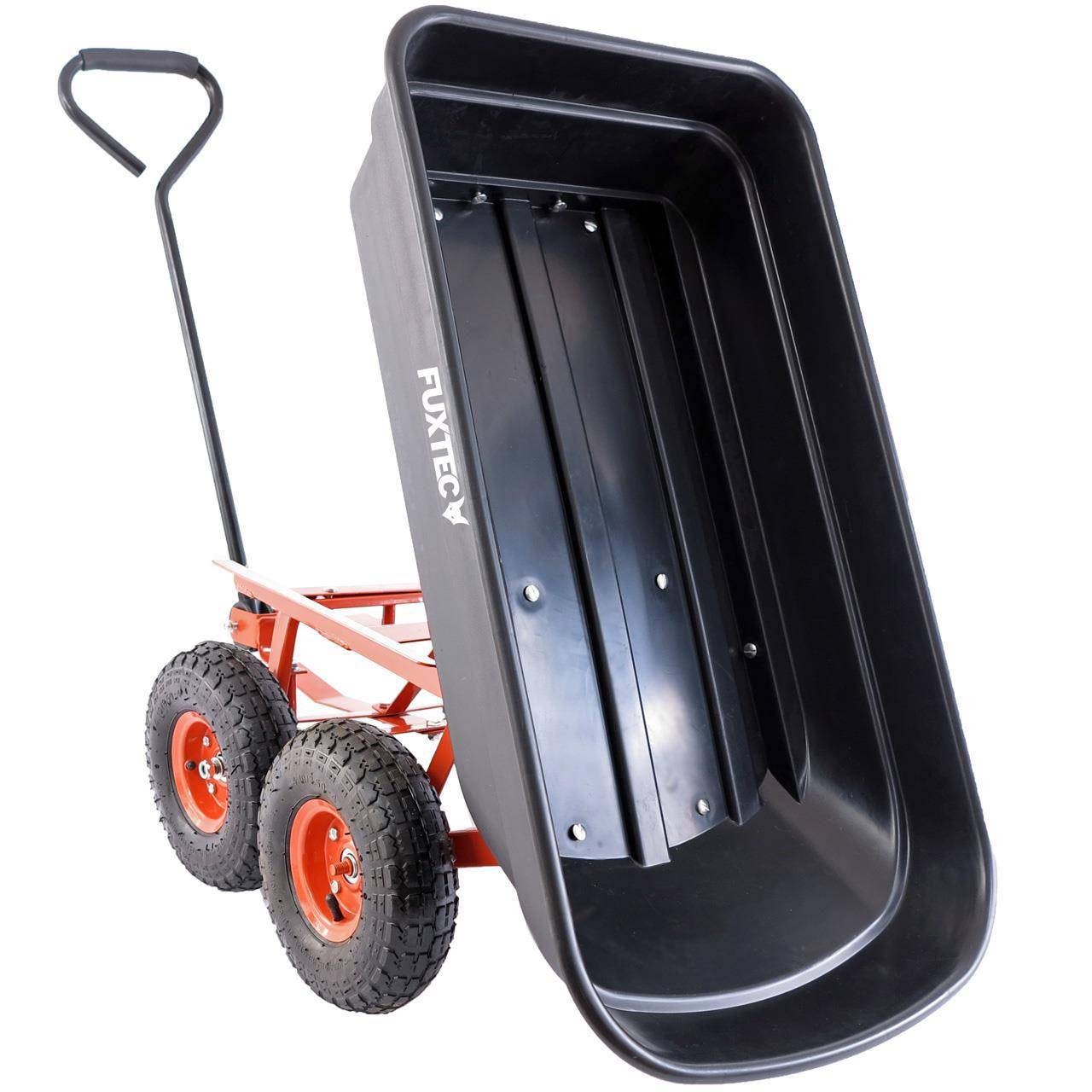 FUXTEC - Chariot de jardin - FUXTEC FX-KW2175 - 4 roues, benne basculante, transport, 300 kg chantier - Image 4