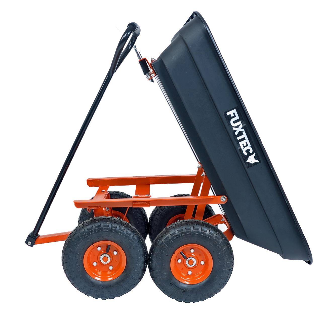 FUXTEC - Chariot de jardin - FUXTEC FX-KW2175 - 4 roues, benne basculante, transport, 300 kg chantier - Image 3