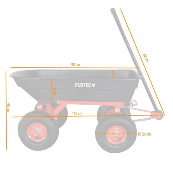 FUXTEC - Chariot de jardin - FUXTEC FX-KW2175 - 4 roues, benne basculante, transport, 300 kg chantier - Image 2