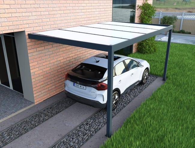 Carport aluminium adossé 3x5 m anthracite Fabriqué en France - Image 3