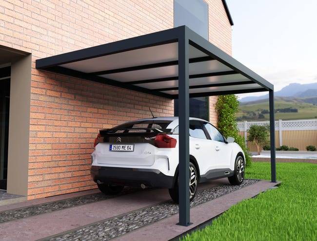 Carport aluminium adossé 3x5 m anthracite Fabriqué en France - Image 5