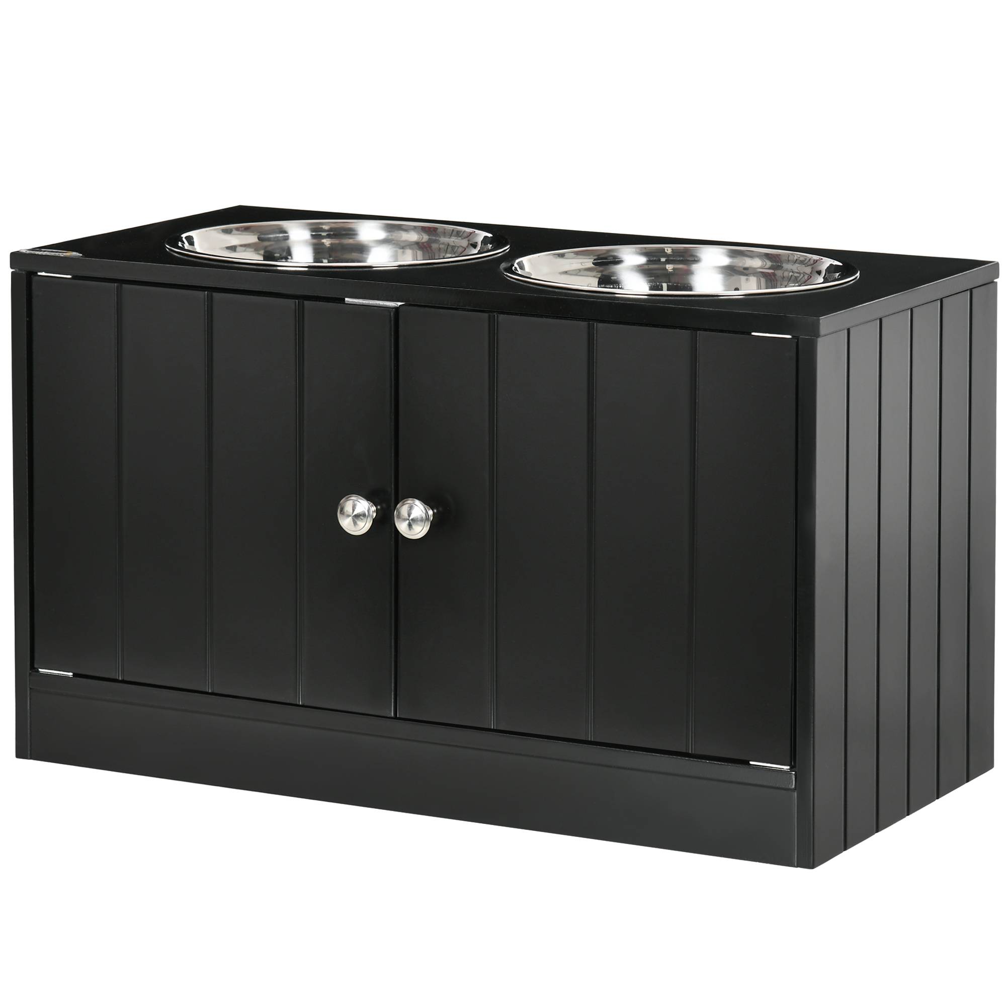 ComfortXL - Porte-Gamelles Surélevé Inox et MDF Grand Chien avec Meuble Rangement 60x30x35cm Noir - ComfortXL Outdoor Living - Image 2