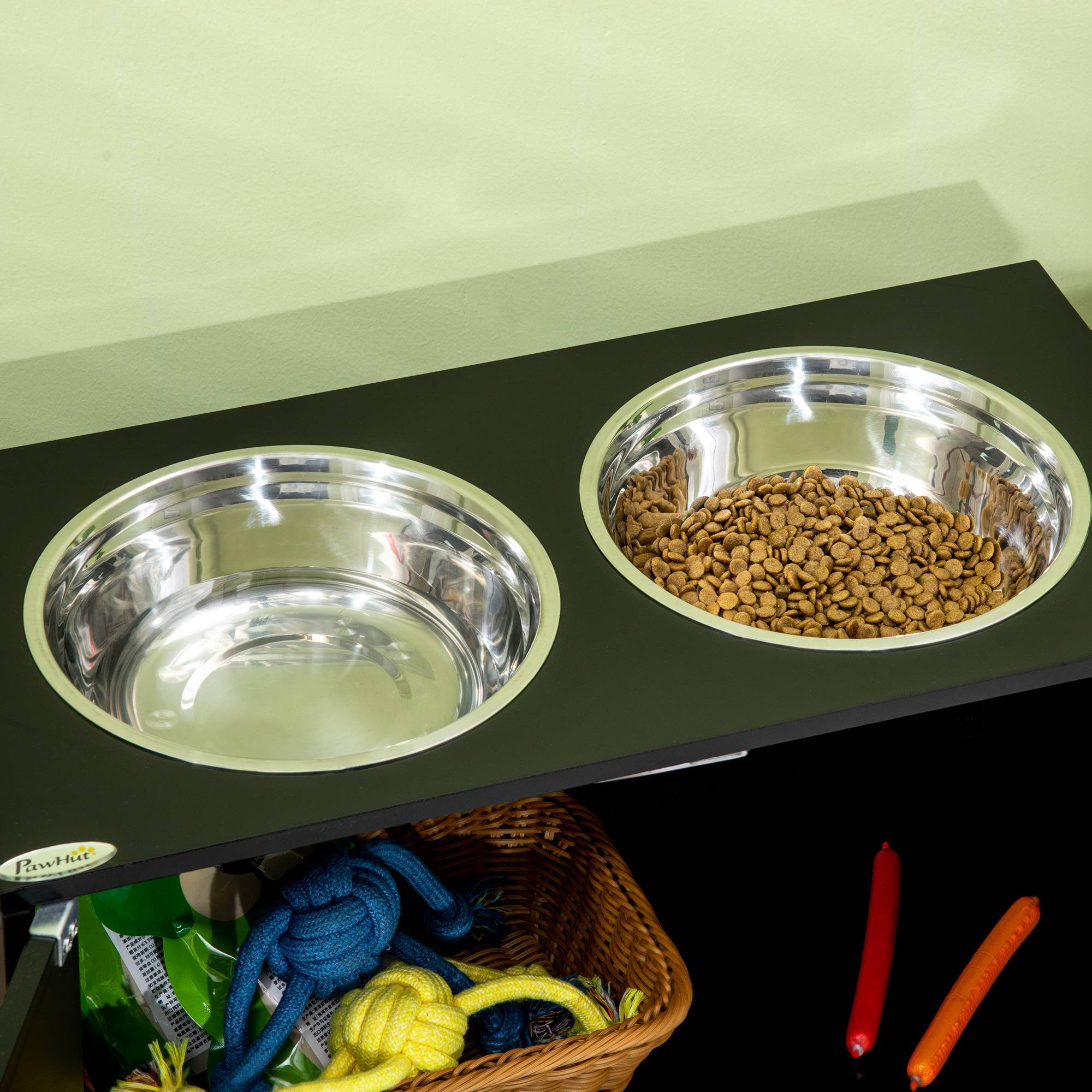 ComfortXL - Porte-Gamelles Surélevé Inox et MDF Grand Chien avec Meuble Rangement 60x30x35cm Noir - ComfortXL Outdoor Living - Image 10