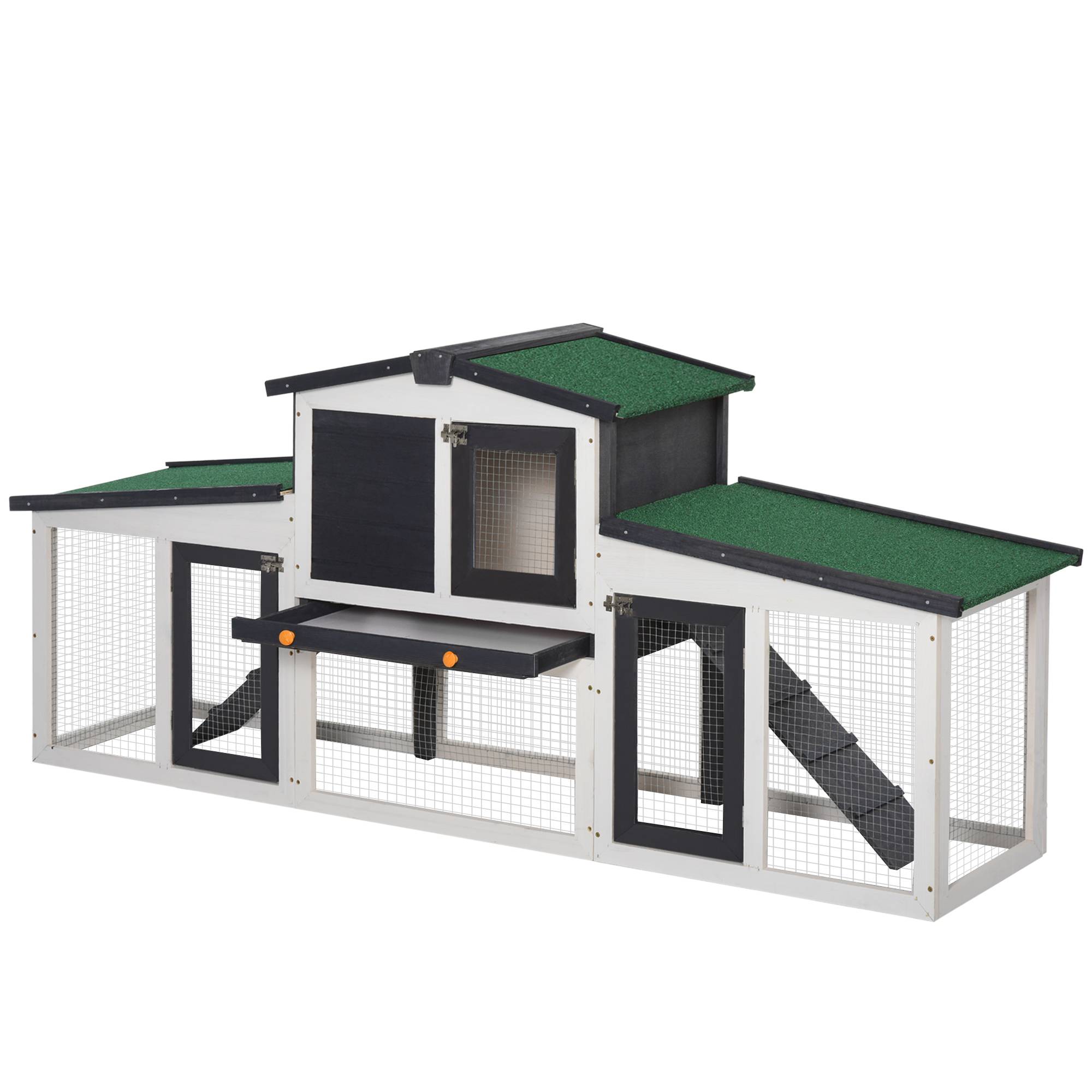 Cage petits animaux avec 2 enclos résistante intempéries, sapin, blanc + vert - Image 2