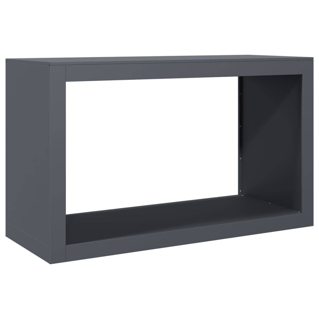 Porte-bûches Acier Anthracite Rangement Cheminée Design Moderne 100x40x60cm - ComfortXL Outdoor Living - Image 6