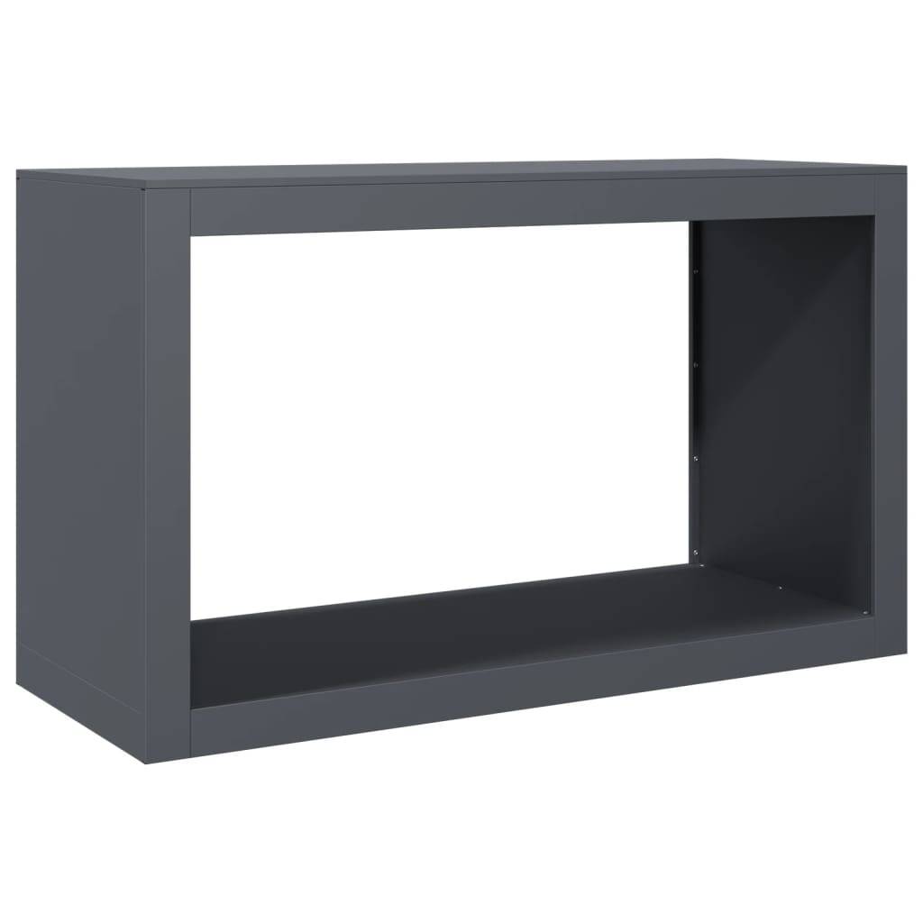 Porte-bûches Acier Anthracite Rangement Cheminée Design Moderne 100x40x60cm - ComfortXL Outdoor Living - Image 2