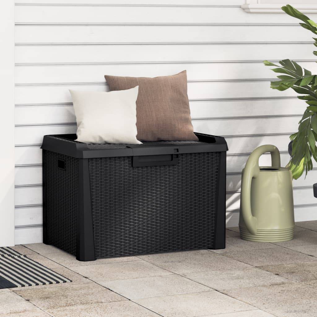ComfortXL - Coffre de Rangement Banc Polypropylène Aspect Rotin pour Jardin Balcon Anthracite 125L – ComfortXL Outdoor Living - Image 1