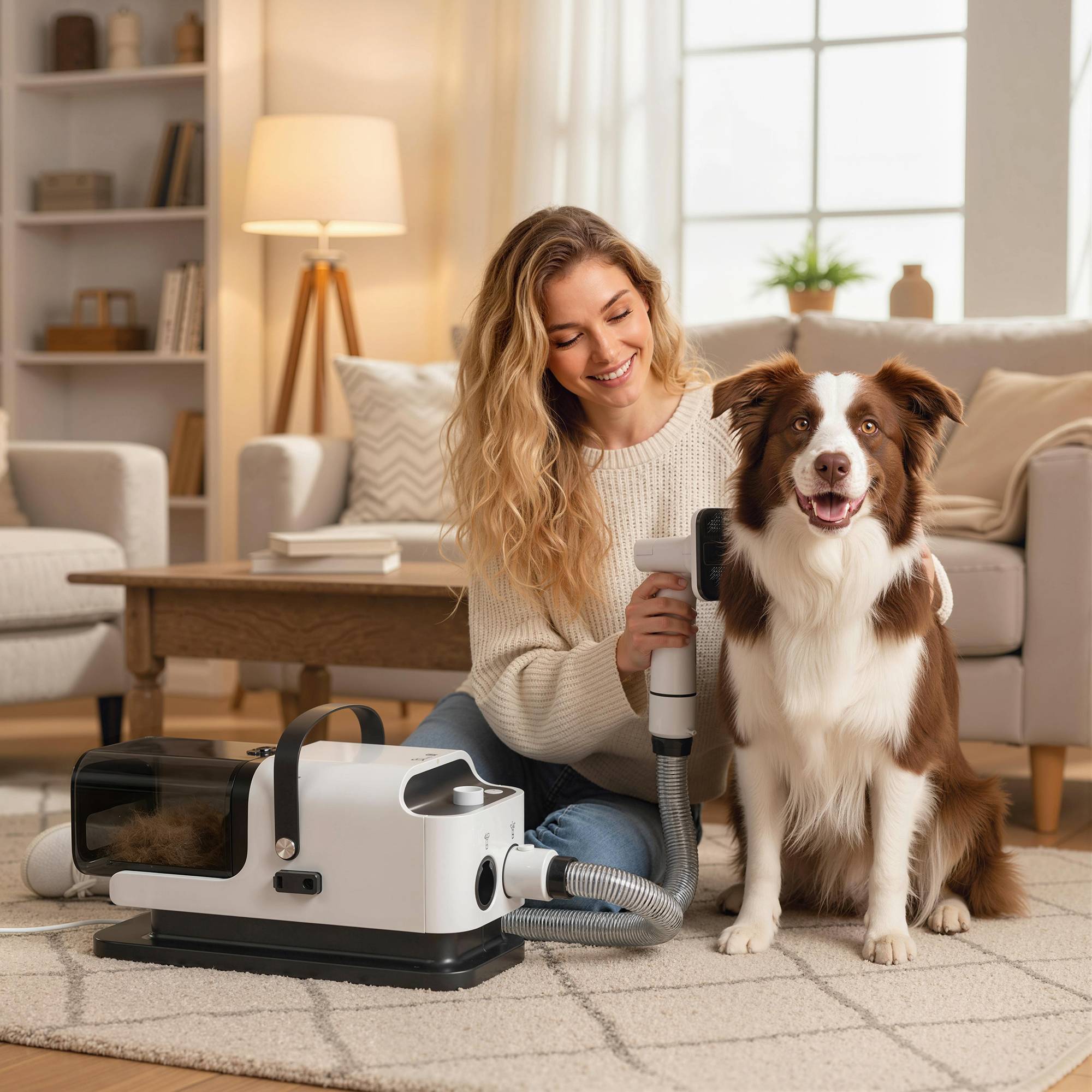 Sans Marque - Aspirateur Poil de Chien et Séchoir 5-en-1 12kPa 50dB 1,8L Blanc - Image 3
