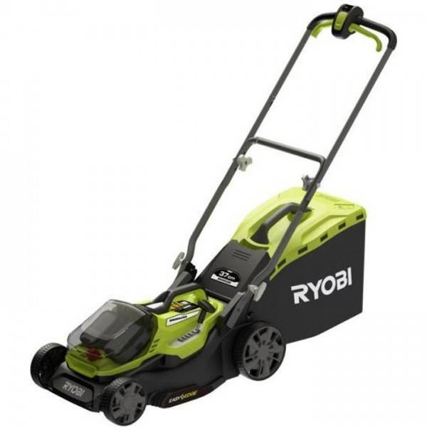 Ryobi - Tondeuse a Gazon RYOBI -   poussée 18V ONE+ - Brushless - Ø coupe 37 cm - ramassage et mulching + batterie 5,0 Ah & chargeur - RY18LMX37