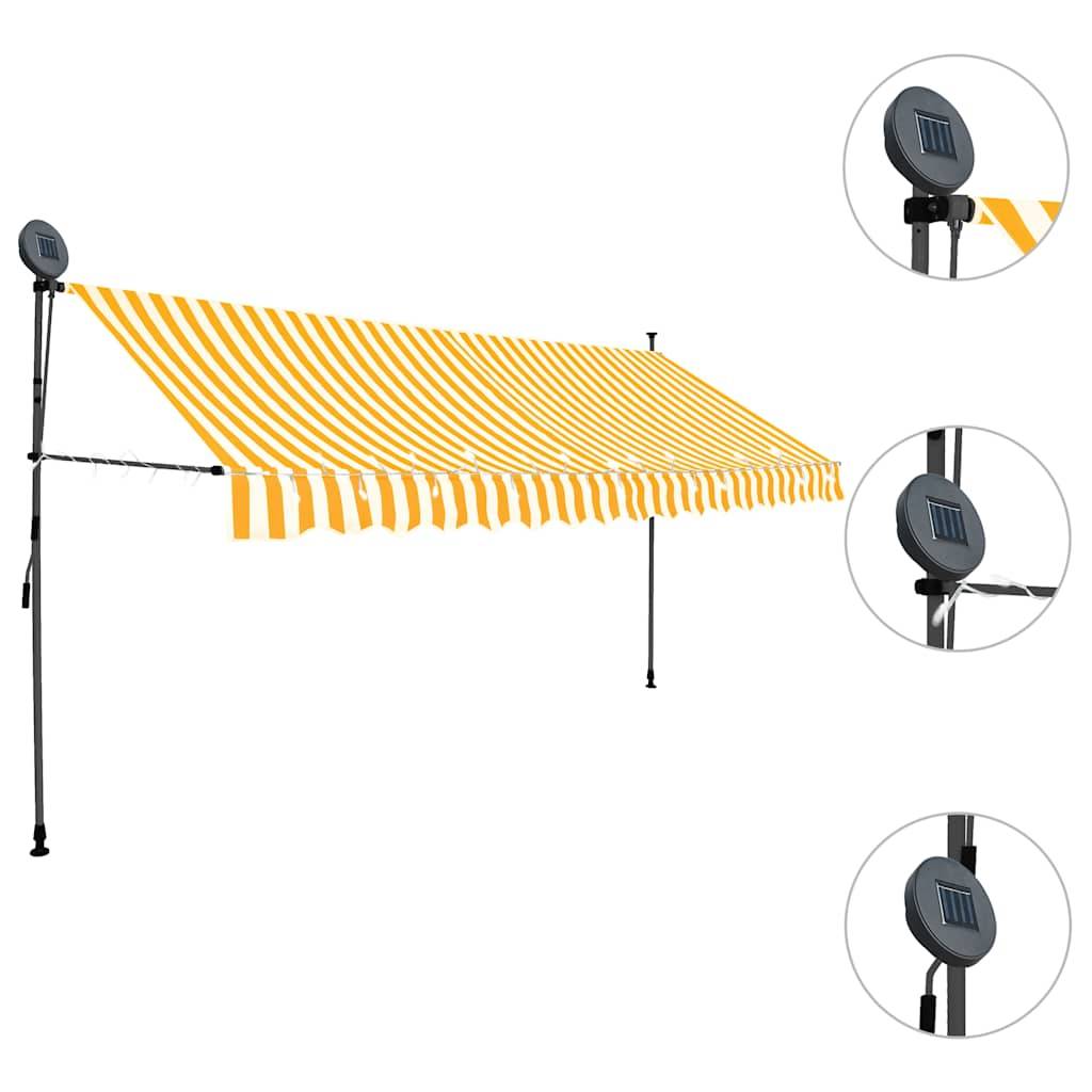 ComfortXL - Auvent pour Balcon LED Solaire sans Perçage Manuel Réglable Anti-UV Orange Blanc 350x120 cm – ComfortXL Outdoor Living - Image 3