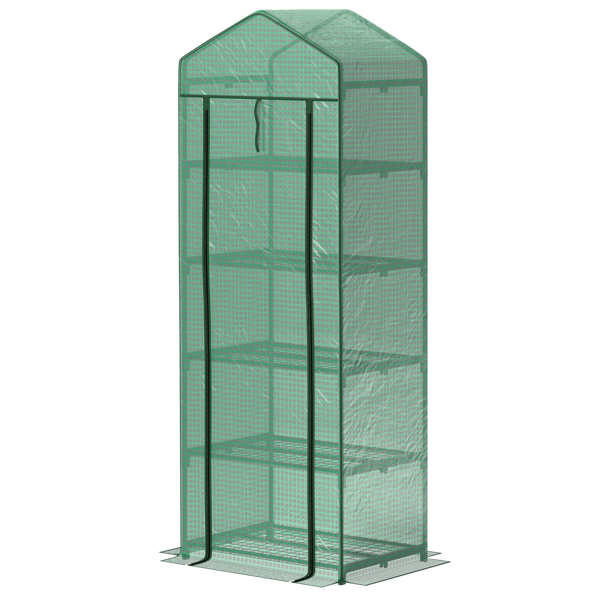 Serre de jardin balcon étagère serre 5 niveaux 0,69 x 0,49 x 1,93 m acier bâche amovible PE vert - Image 2